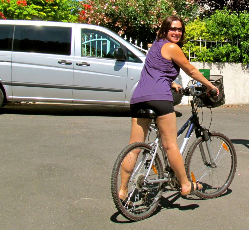 Eva in front of Les Platanes our home