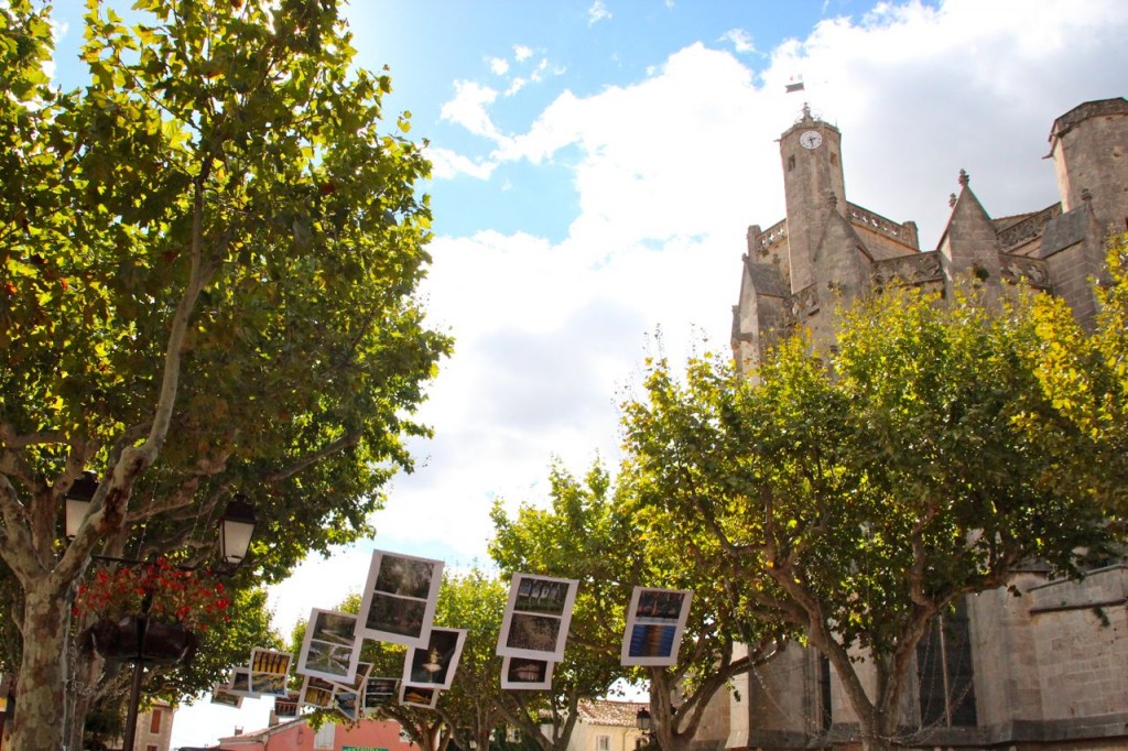 Gauthier's images hang int Capestang square
