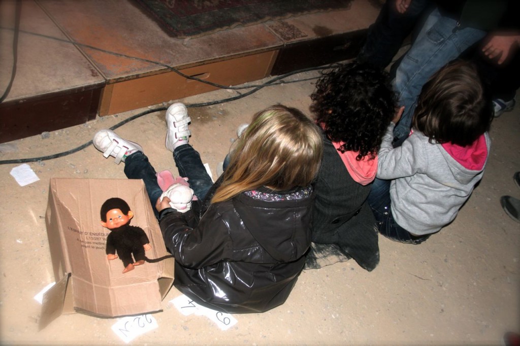 kids lined the front of the stage, so cute