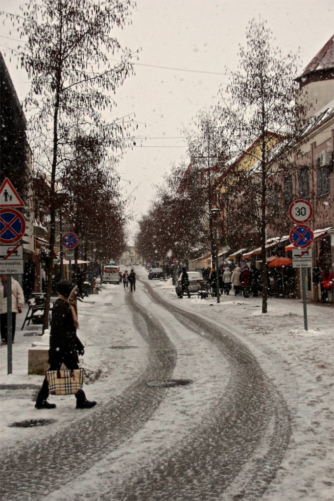 snowing in Heviz during the holidays 