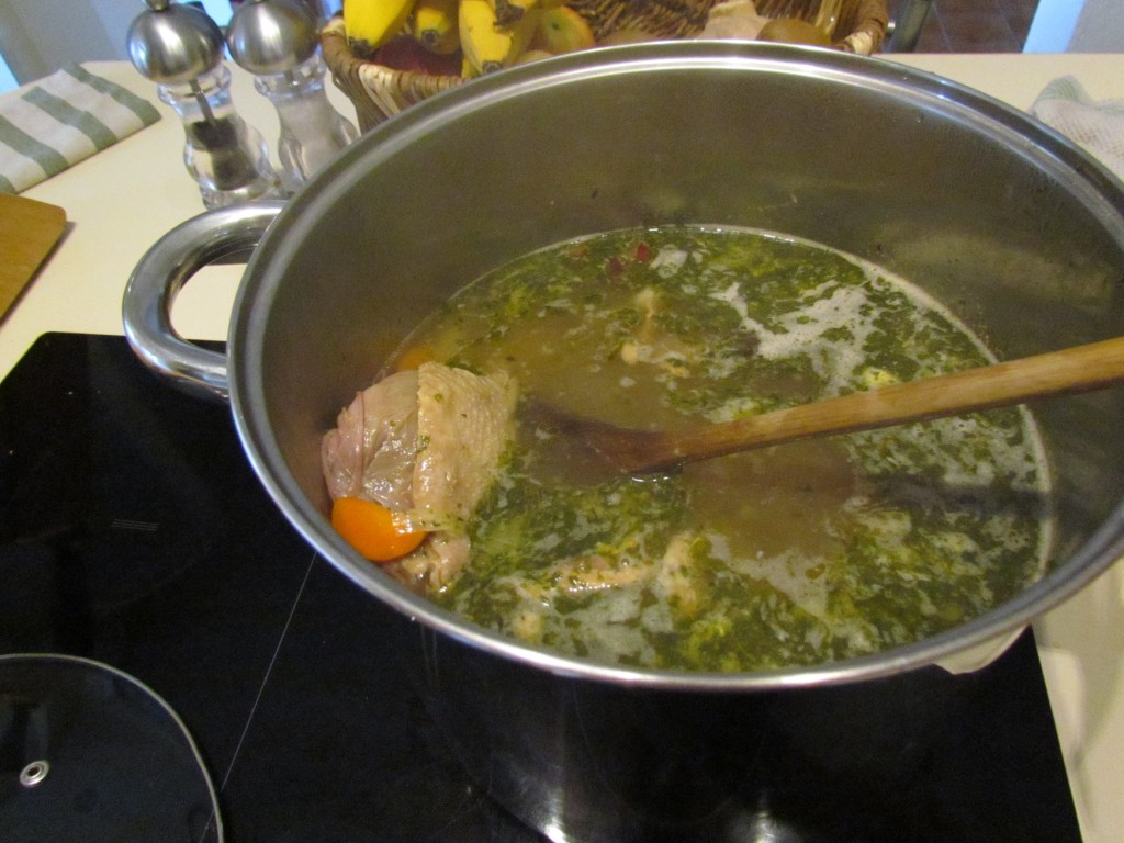 duck confit soup with cabbge