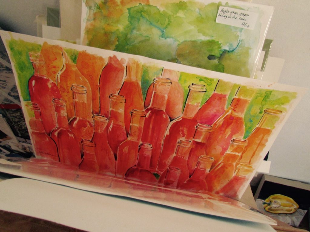 rose bottle painting